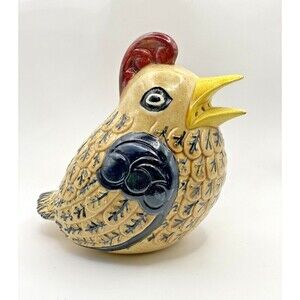 Vintage 1970s Hand Painted Ceramic Whimsical Quail Bird  Used